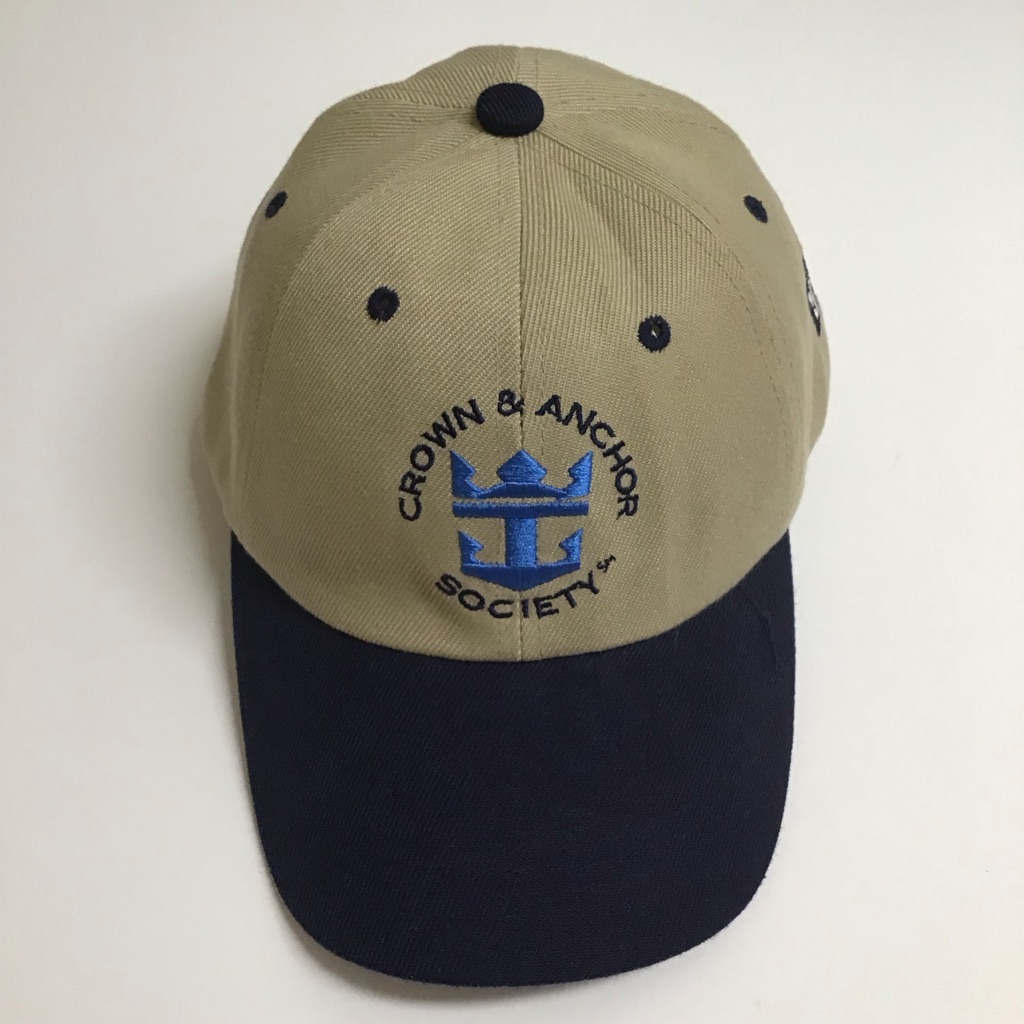 Royal Caribbean Crown  Anchor Society Baseball Hat Tan Navy Blue Adjustable Cap